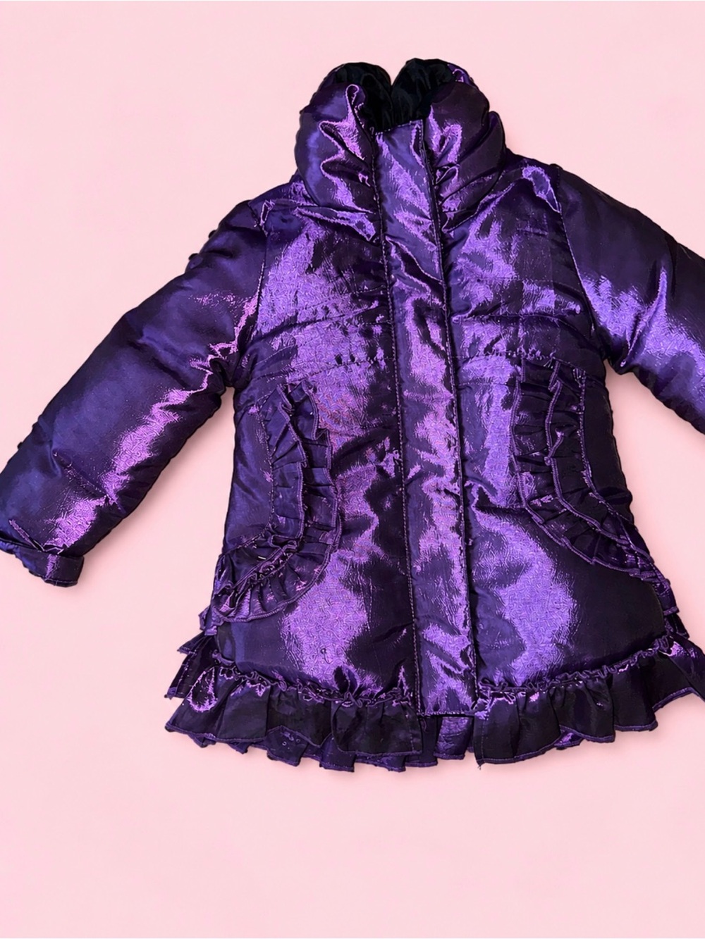 Lemon Loves Lime Shimmery Purple Princess Ruffle Coat